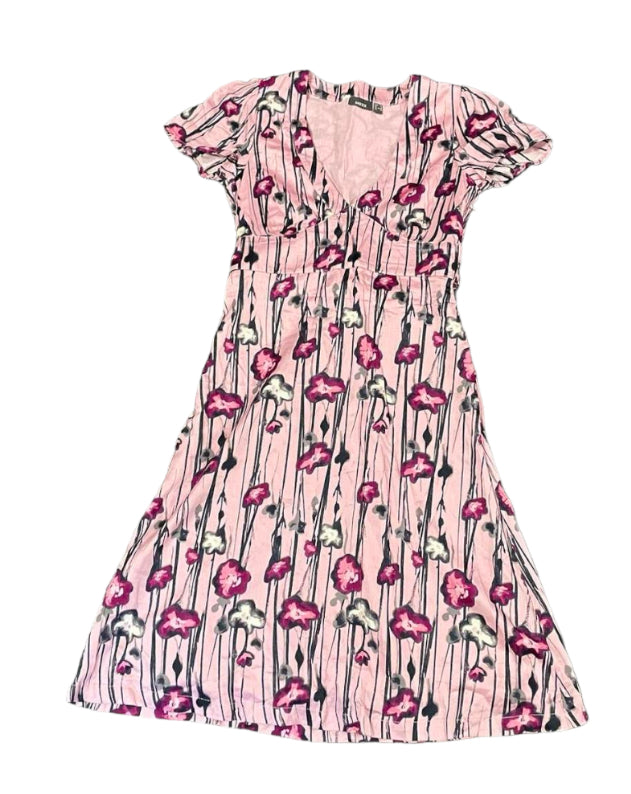 SHORT SLEEVE V NECK FLORAL DRESS - 8