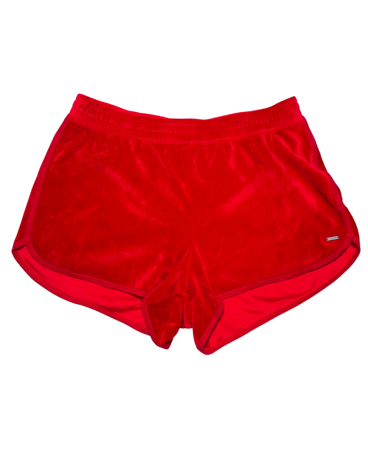 RED HOLLISTER VELOUR SHORTS MEDIUM
