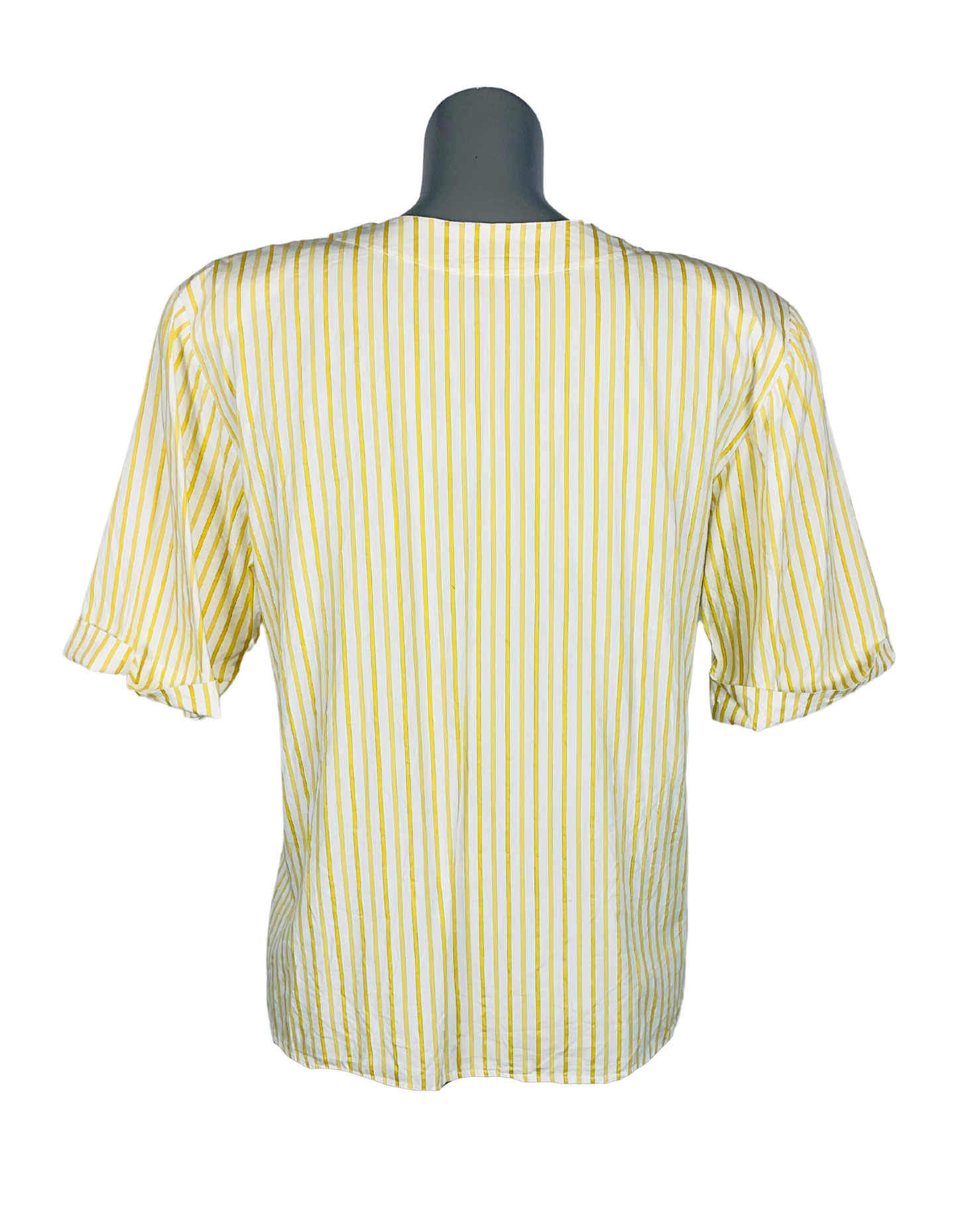 YELLOW AND WHITE MICHAEL AND BORIS STRIPE BLOUSE SMALL