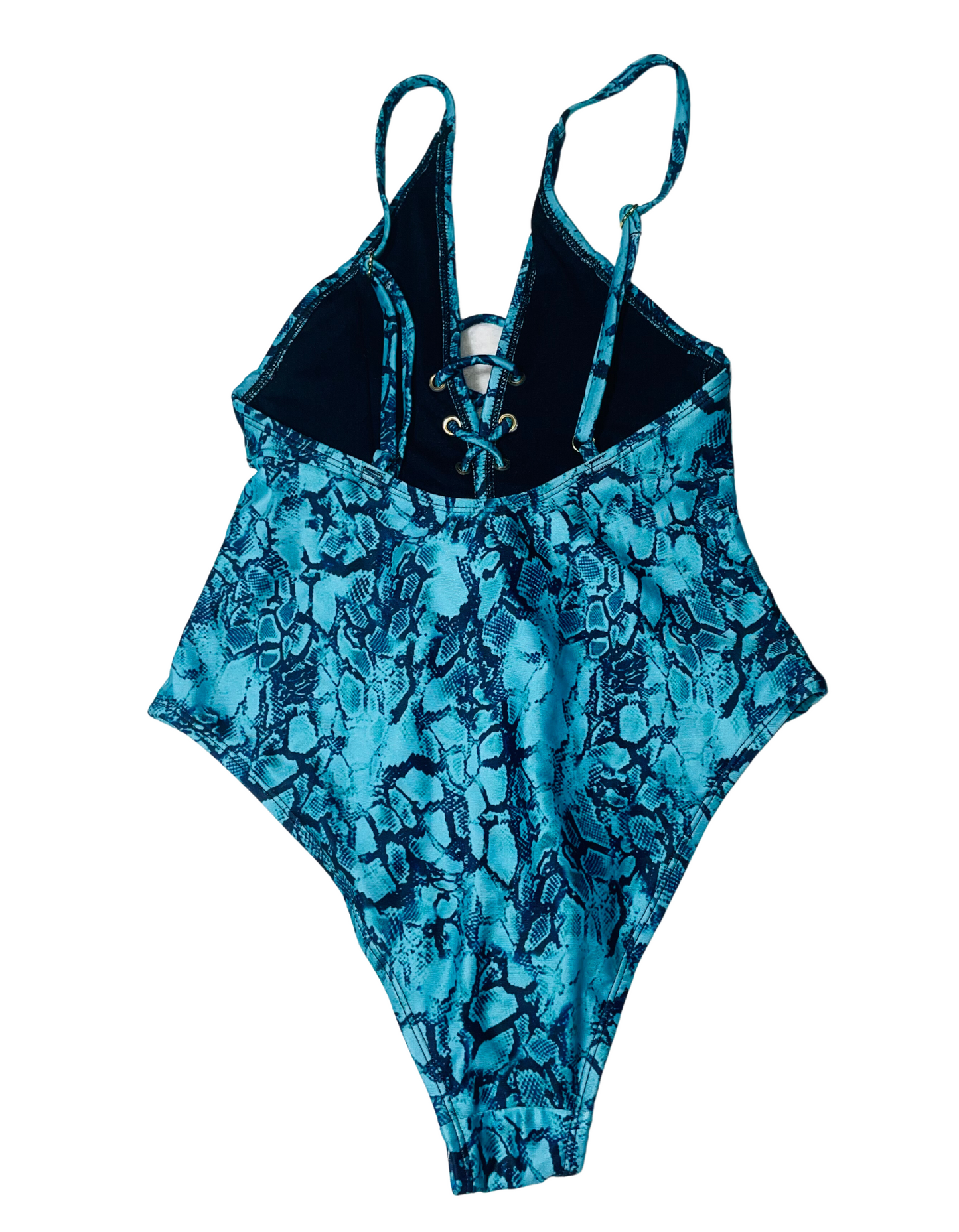 WOLF & WHISTLE SNAKE PRINT LACE UP SWIMSUIT SIZE 10