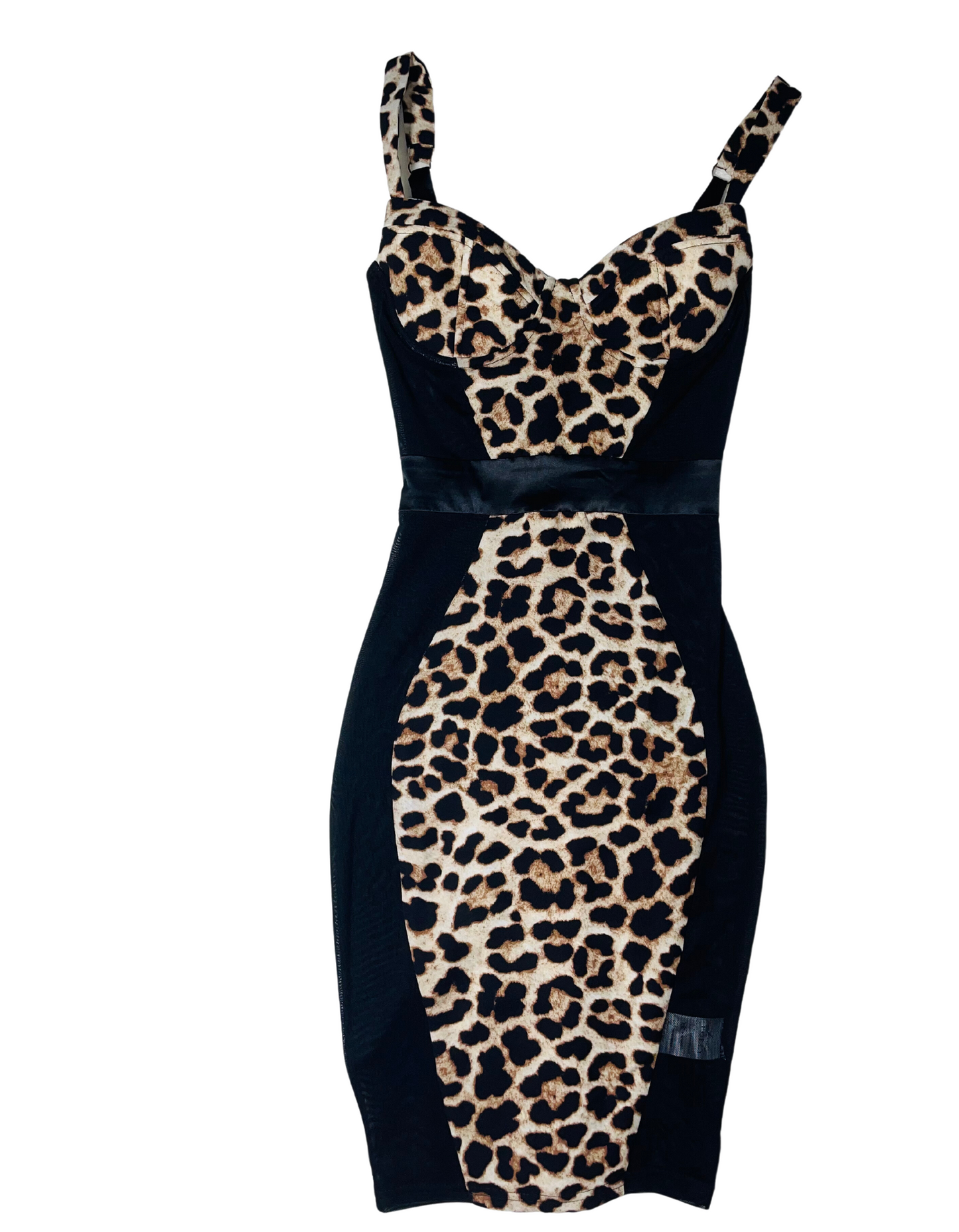 MESH AND ANIMAL PRINT OH POLLY DRESS SIZE 6