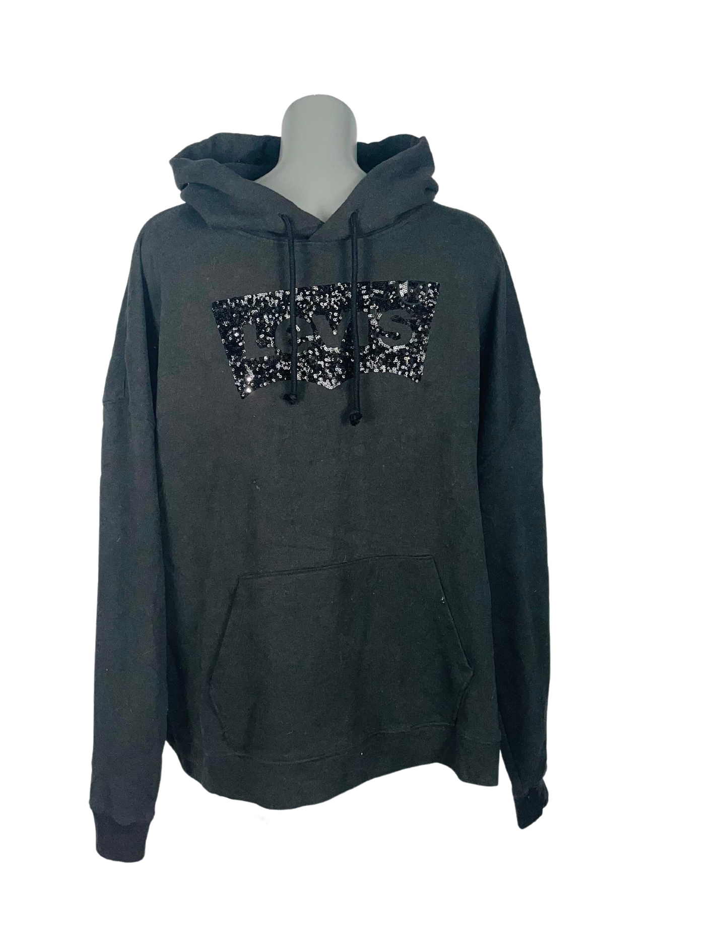BLACK SEQUIN DESIGN LEVIS HOODIE XXL