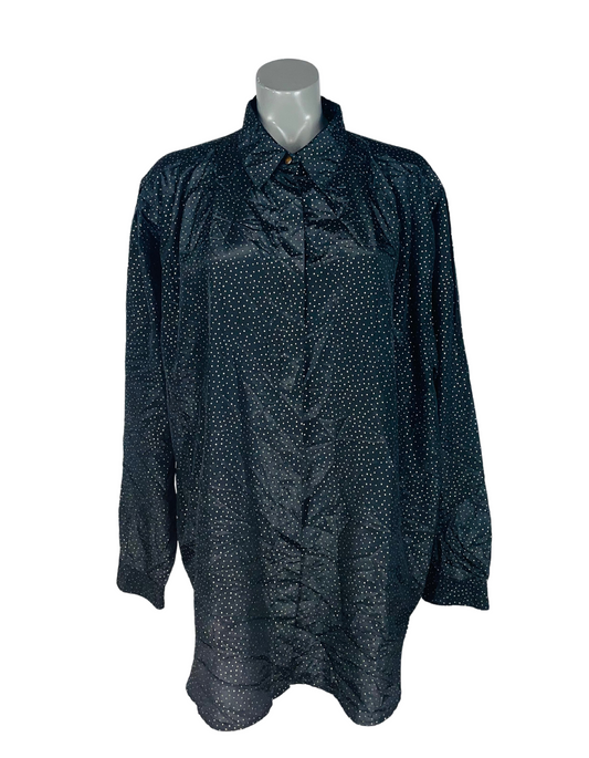 BLACK POLKA DOT PATTERN SHIRT XXL