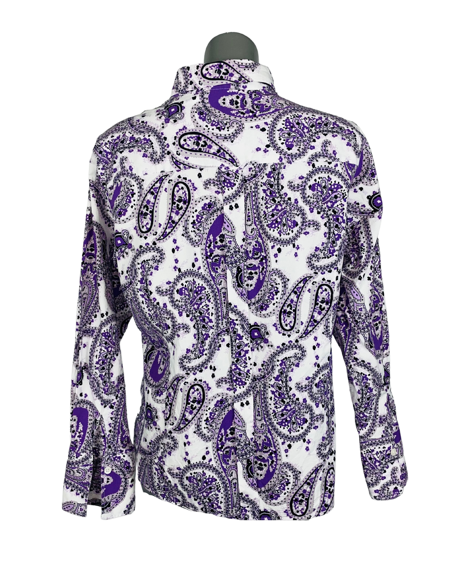 WHITE AND PURPLE CLARINA SHIRT XL
