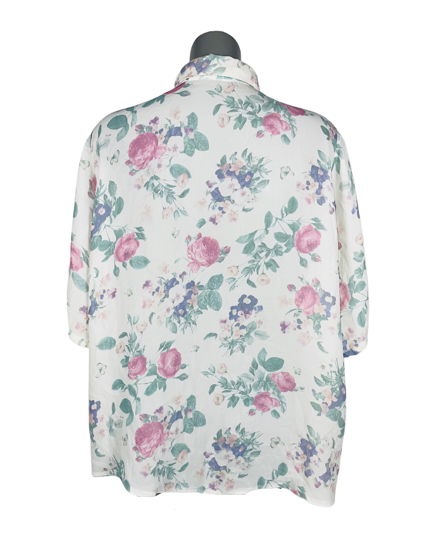 WHITE FLOWER PATTERN BLOUSE XXL