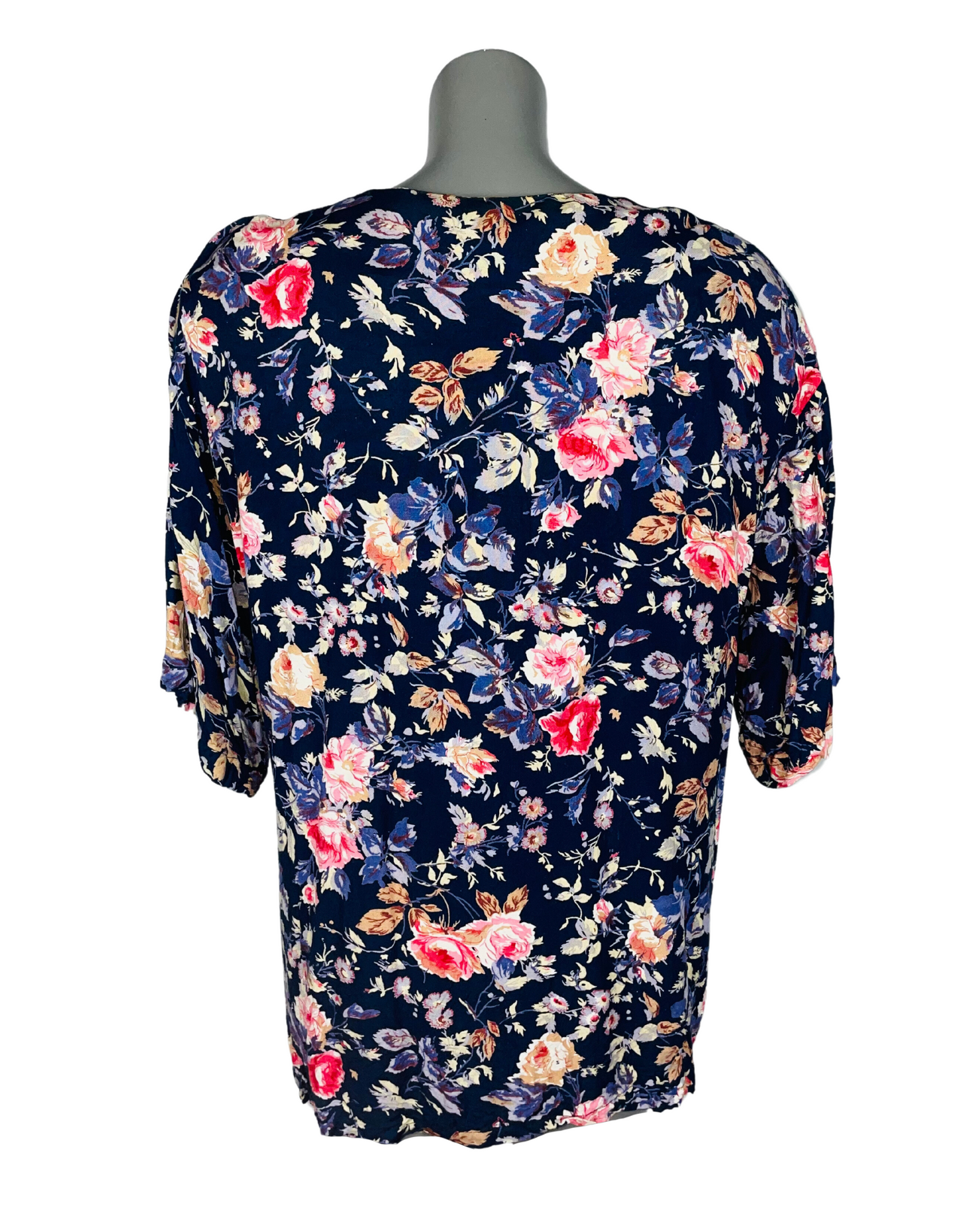 BLUE FLOWER PRINT BLOUSE LARGE