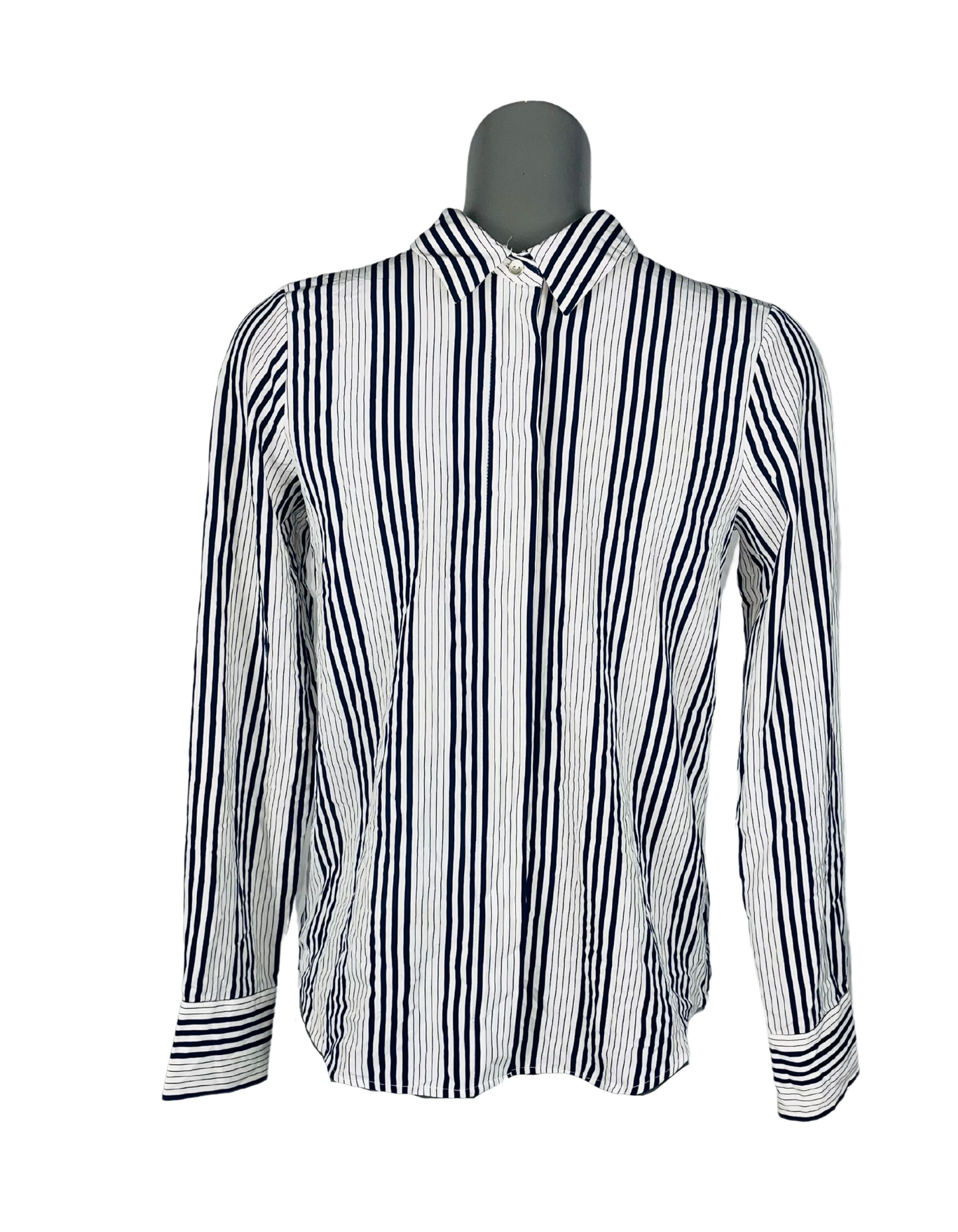 BLUE AND WHITE STRIPE SHIRT SMALL
