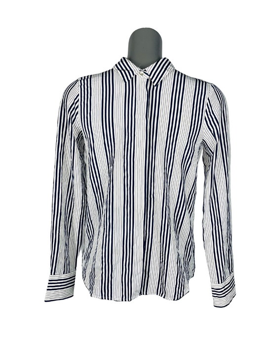 BLUE AND WHITE STRIPE SHIRT SMALL