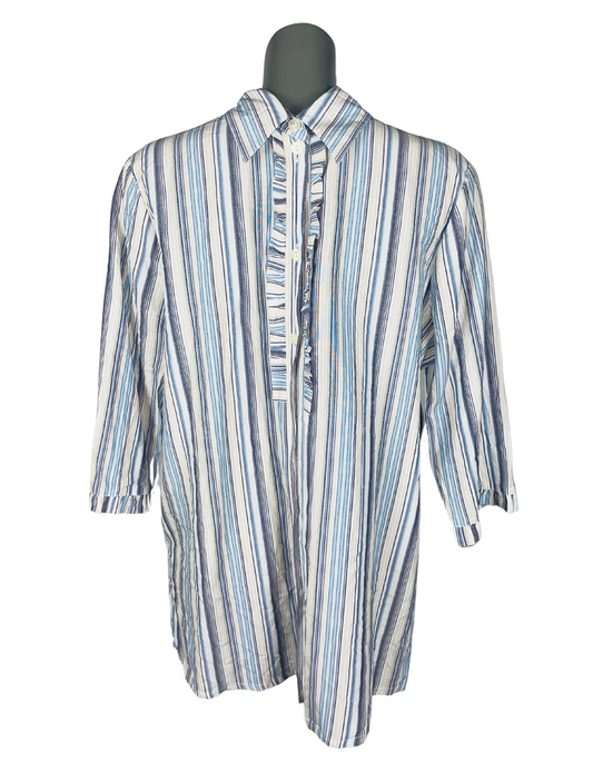 BLUE AND WHITE STRIPE SHIRT XL
