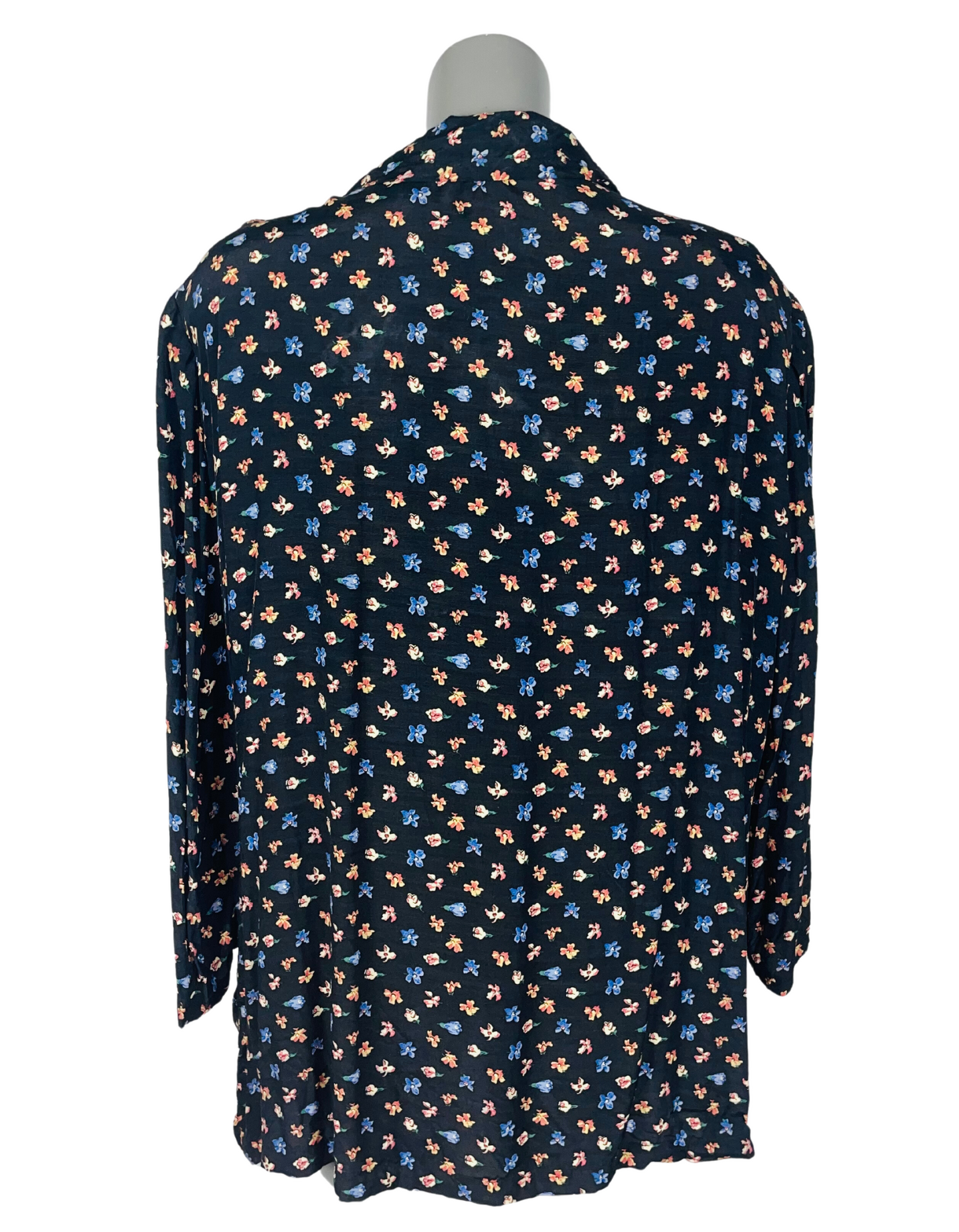 BLACK FLOWER PATTERN BLOUSE XXL