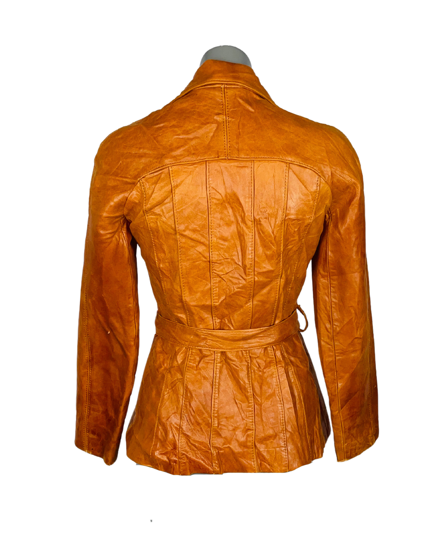 GENUINE LEATHER JACKET ORANGE SMALL