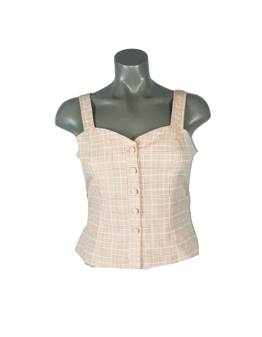 PINK CHECKERED RESERVED YFL CAMI TOP SIZE 8