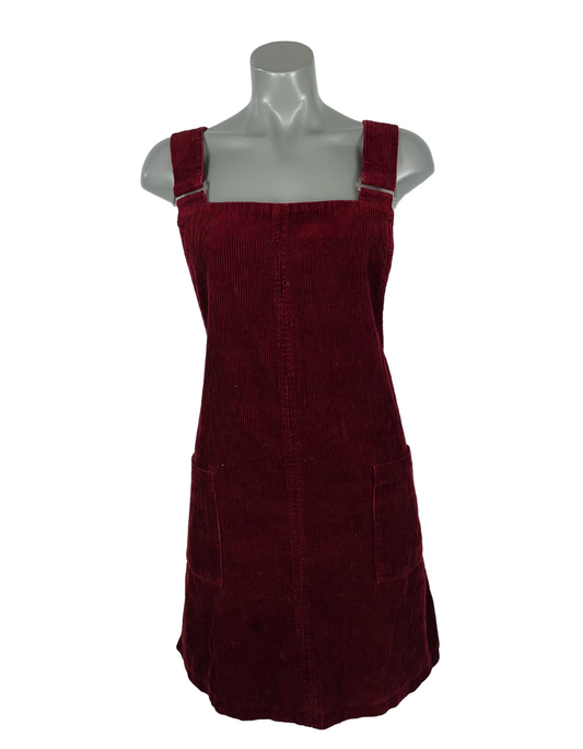 BURGUNDY DUNGAREES NEW LOOK SIZE 16