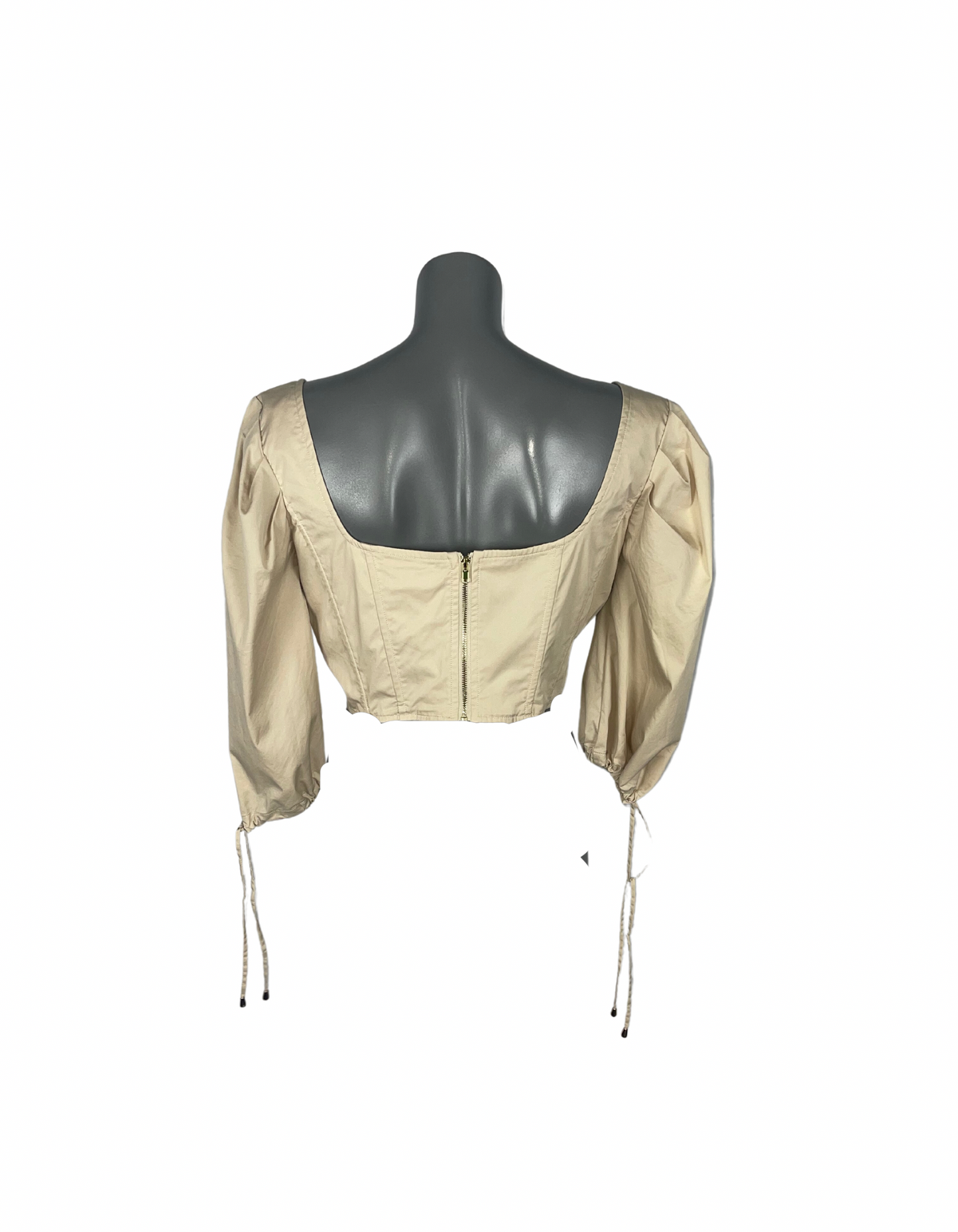 OHPOLLY CREAM LACE UP CROP TOP UK 14
