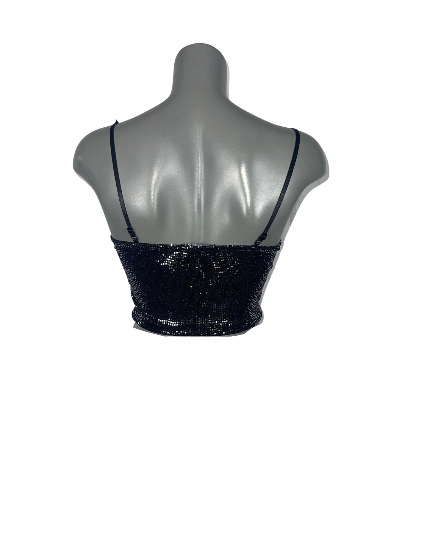 BLACK STRAPPY SPARKLY CROP TOP SIZE 10