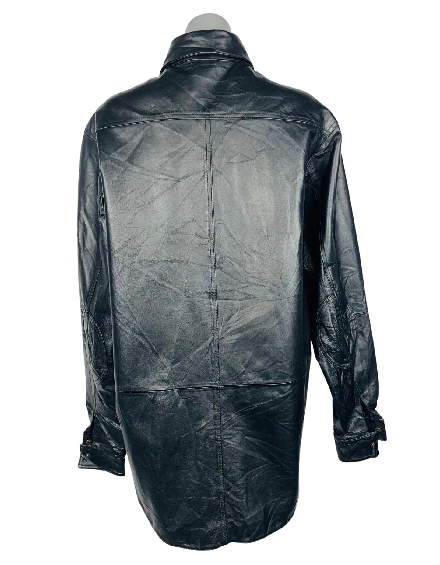 GENUINE LEATHER JACKET KS BLACK LARGE