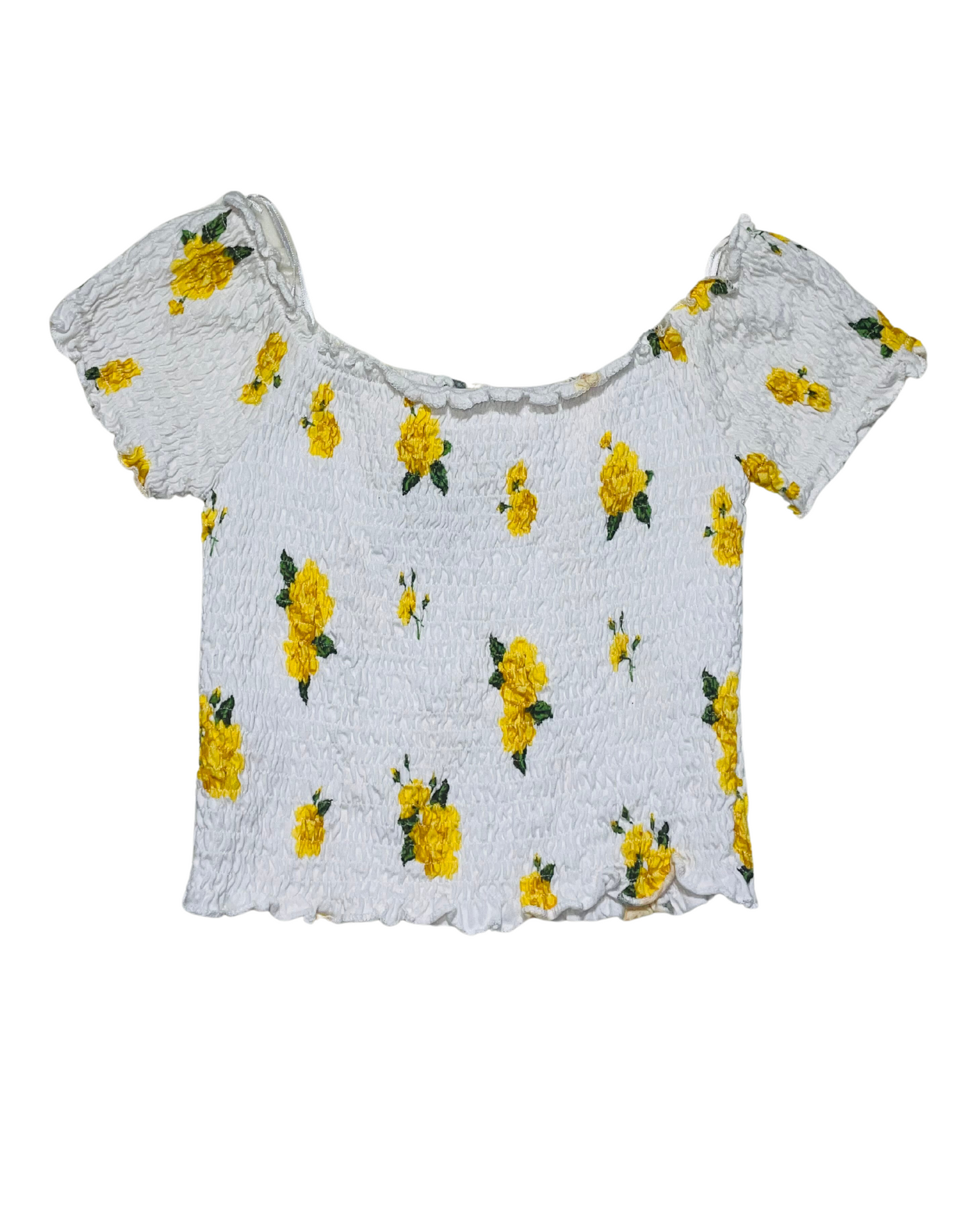 NEW LOOK WHITE AND YELLOW FLOWER PATTERN TOP SIZE 8