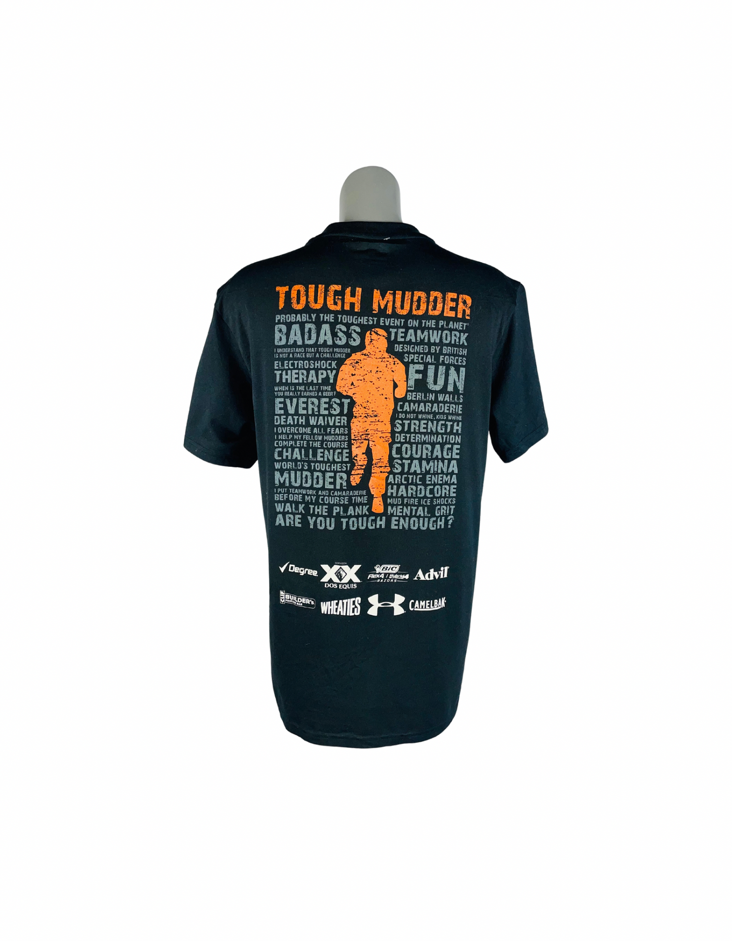 BLACK AND ORANGE UNDER ARMOUR T-SHIRT MEDIUM
