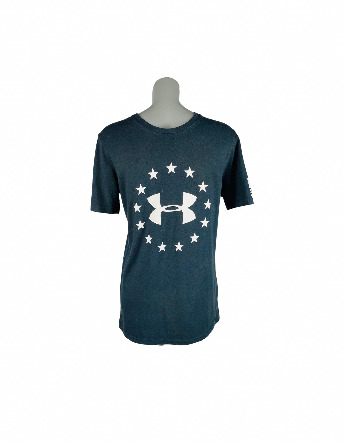 BLACK AND WHITE UNDER ARMOUR T-SHIRT SMALL