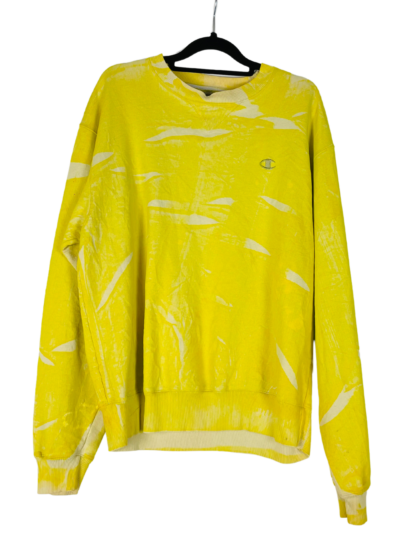 YELLOW TIE DYE CHAMPION SWEATSHIRT MEDIUM