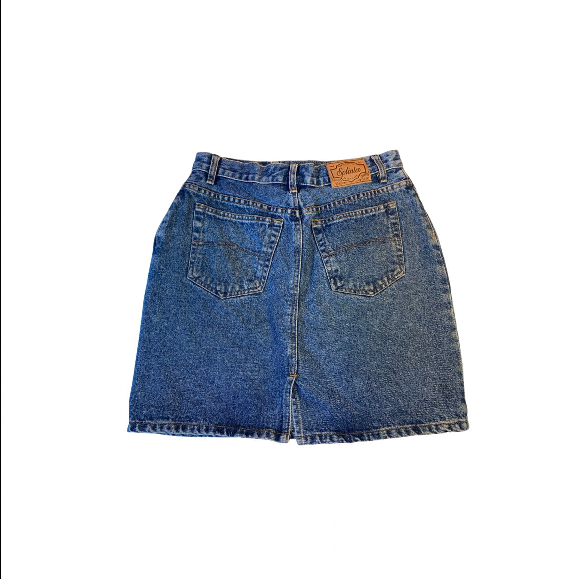 BLUE SPLINTER DENIM SKIRT SIZE 14