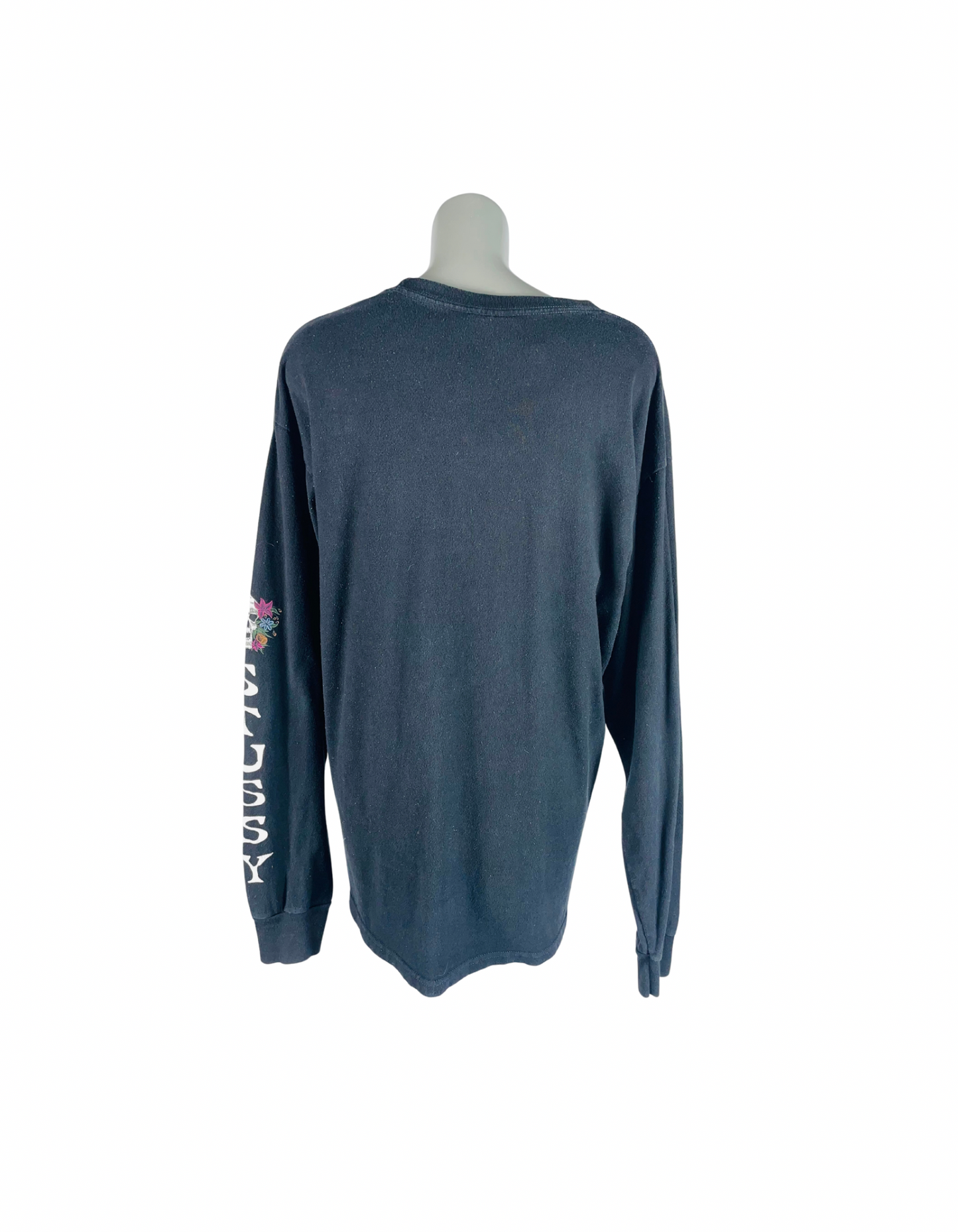 BLACK STUSSY LONG SLEEVE T-SHIRT LARGE