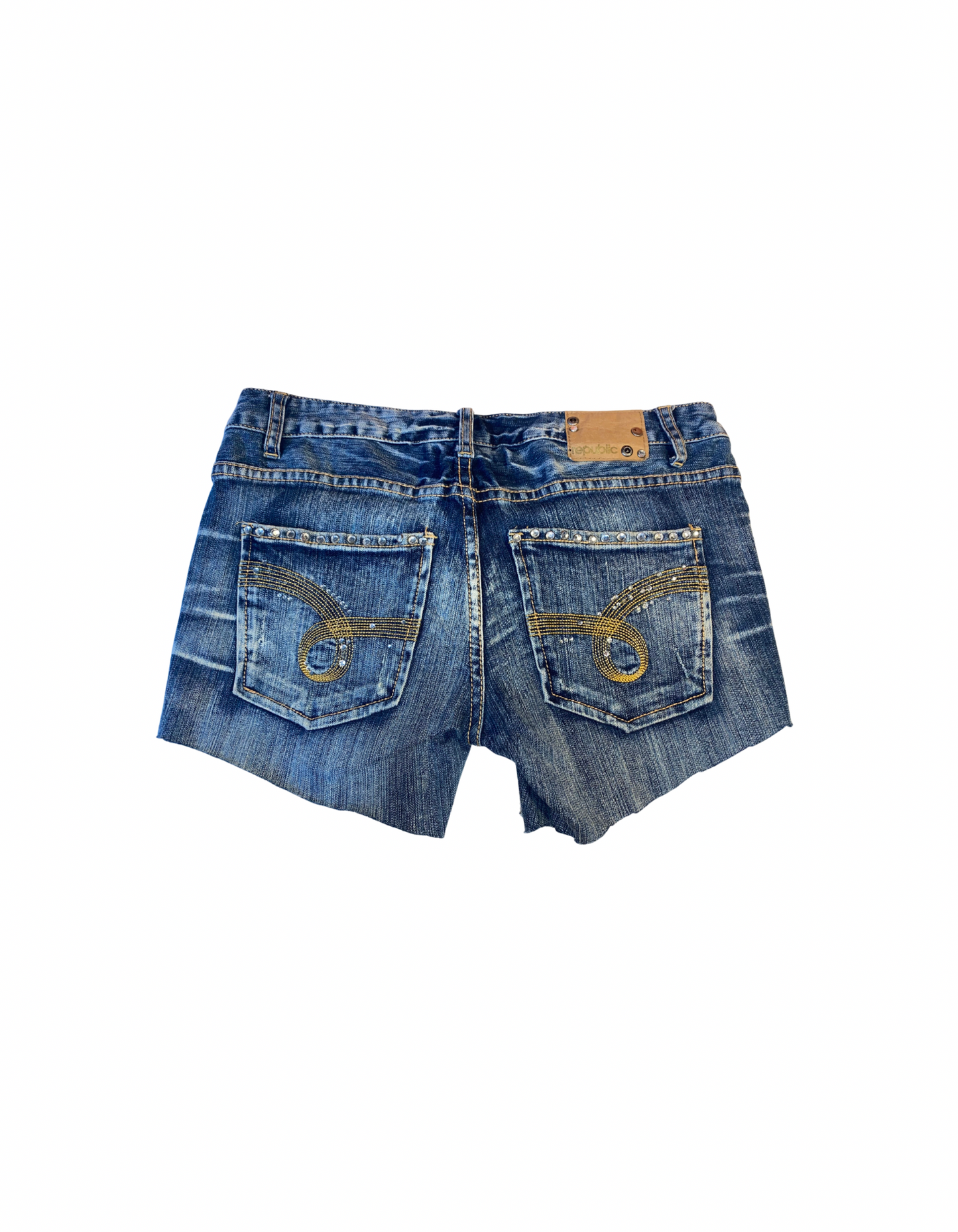 BLUE BOOTCUT DENIM SHORTS SIZE 10