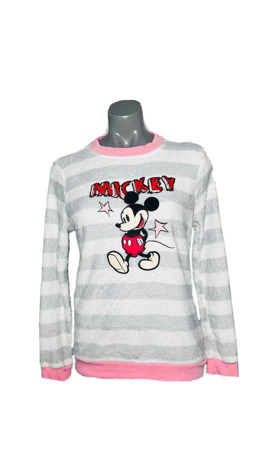 DISNEY GREY PINK FLUFFY MICKEY JUMPER SIZE S