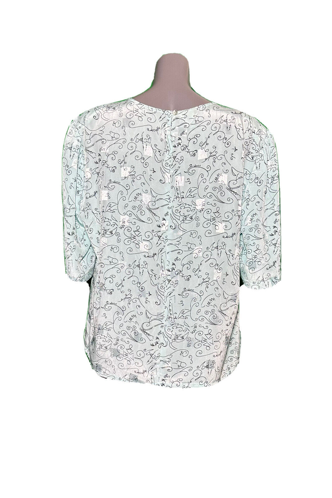 YESSICA DOODLE PRINT LIGHT BLUE VINTAGE BLOUSE SHIRT SIZE 20