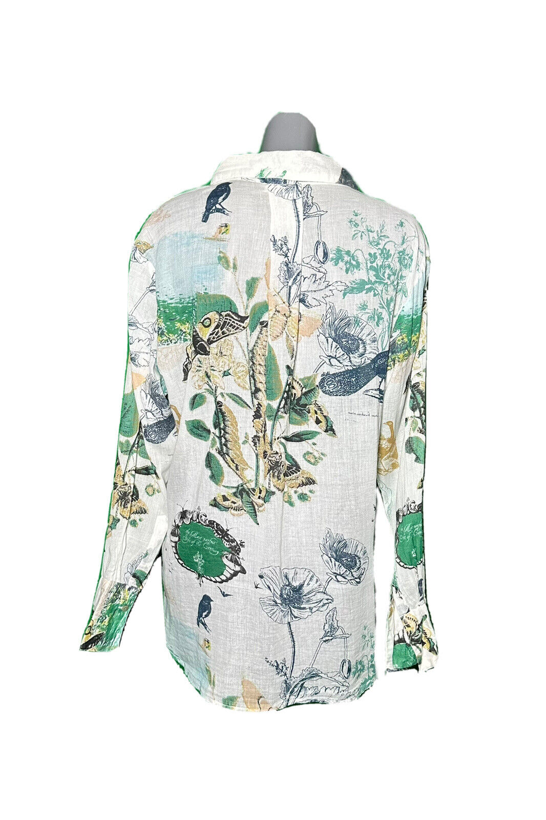 DIDI NATURE PRINT WHITE VINTAGE BLOUSE SHIRT SIZE XXL