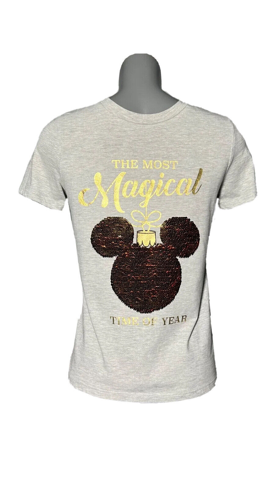DISNEY GREY MAGICAL SEQUENS MICKEY MOUSE TOP SIZE XS