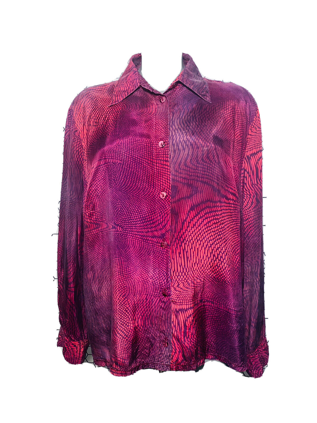 BURGUNDY VINTAGE WOMANS SILK BLOUSE SIZE 22