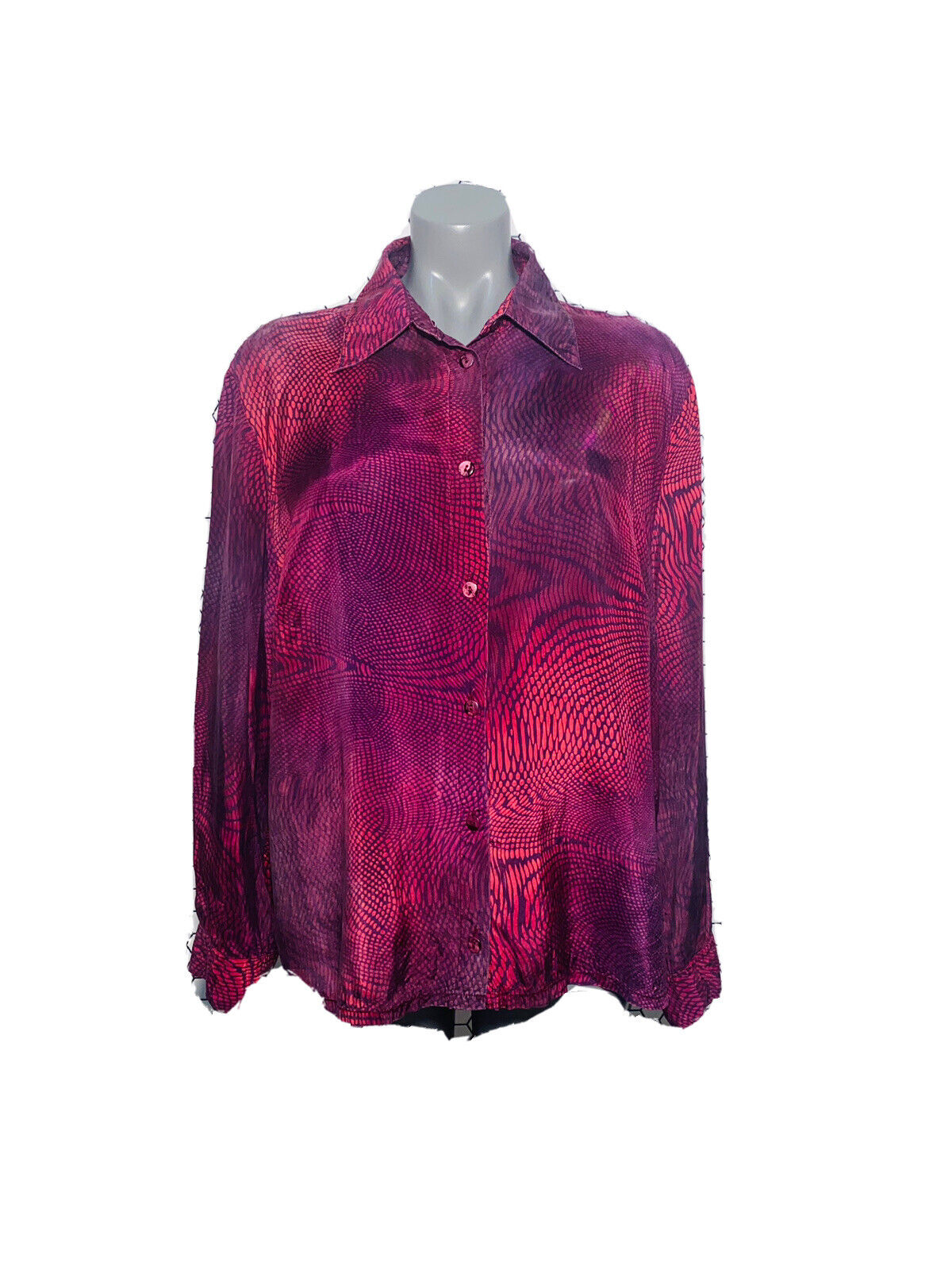 BURGUNDY VINTAGE WOMANS SILK BLOUSE SIZE 22