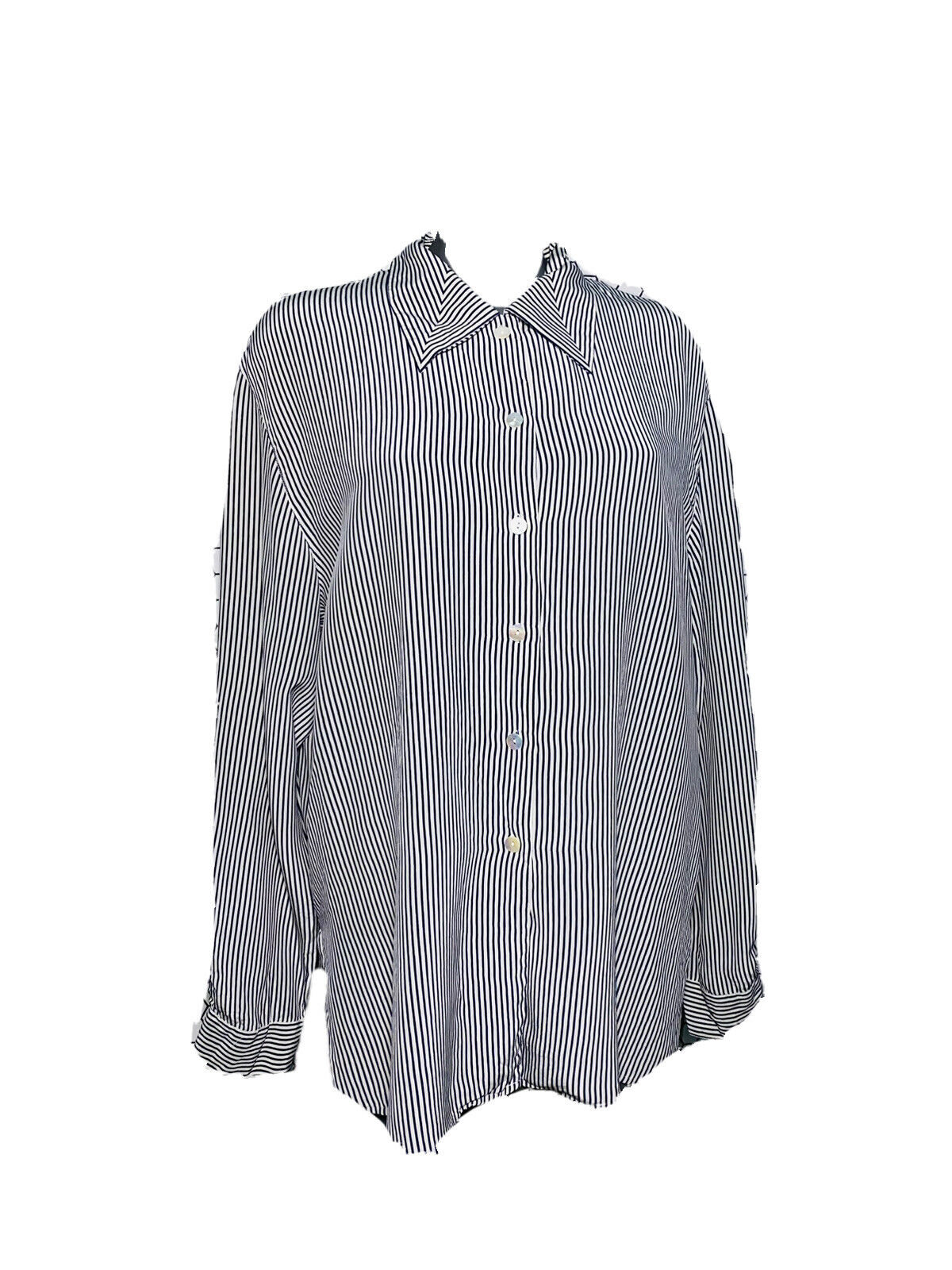 LIGHTWEIGHT STRIPPED VINTAGE SATIN WOMANS BLOUSE LARGE
