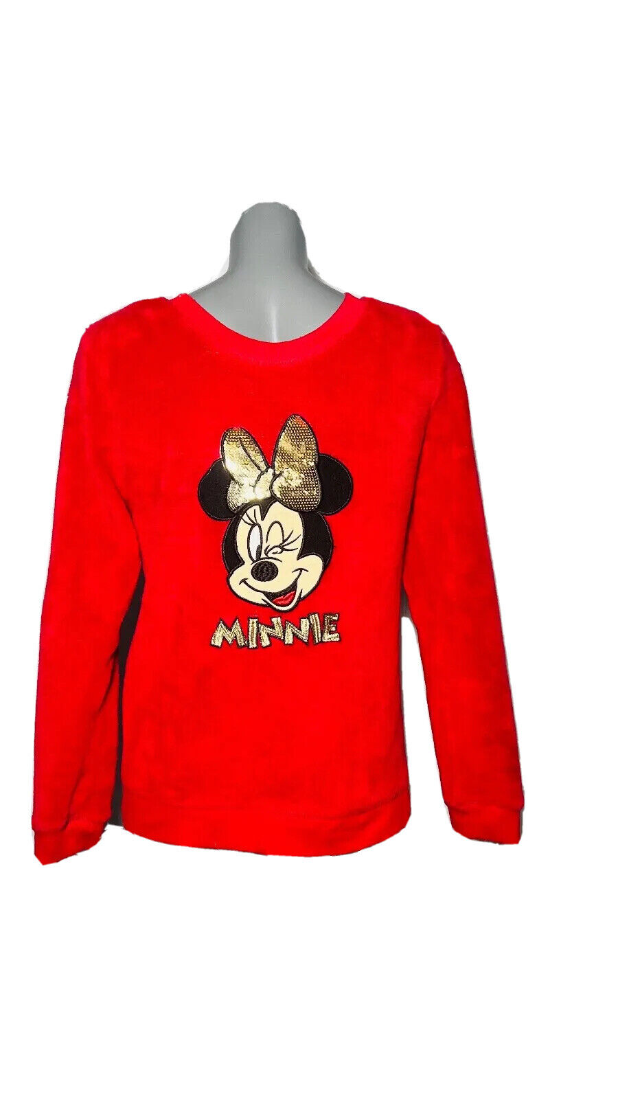DISNEY RED FLUFFY MINNIE JUMPER SIZE S