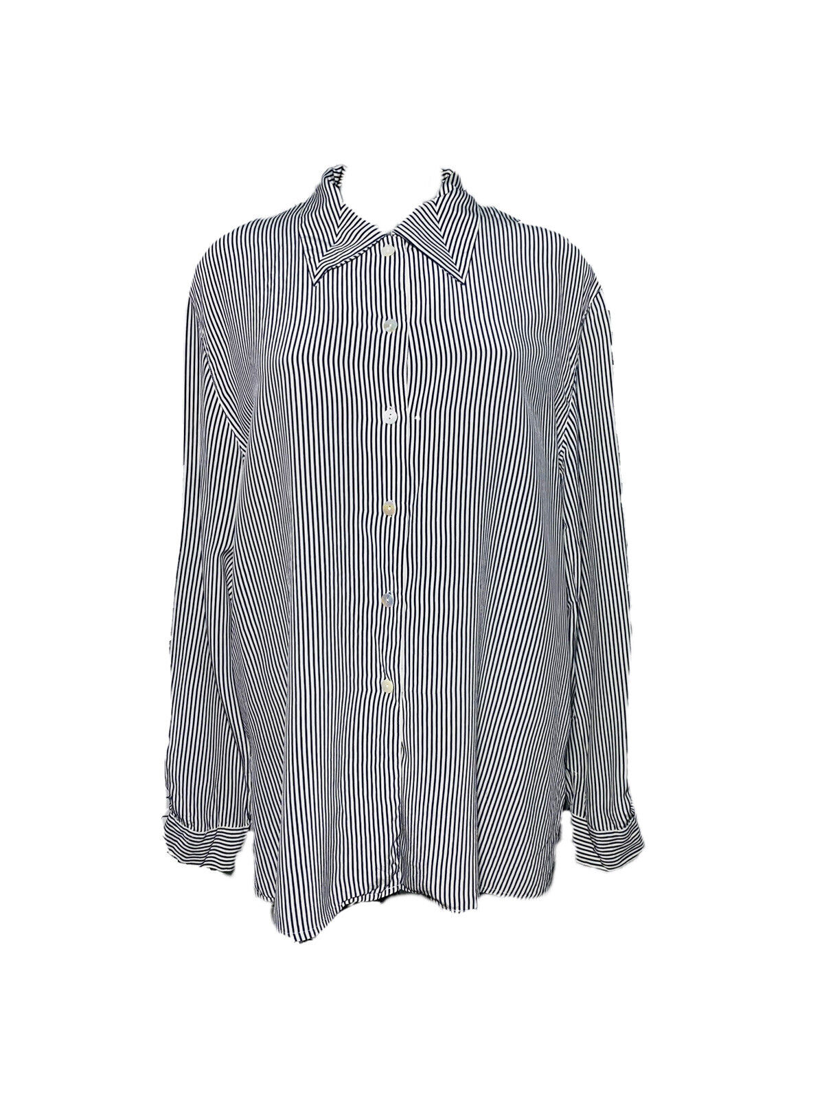 LIGHTWEIGHT STRIPPED VINTAGE SATIN WOMANS BLOUSE LARGE