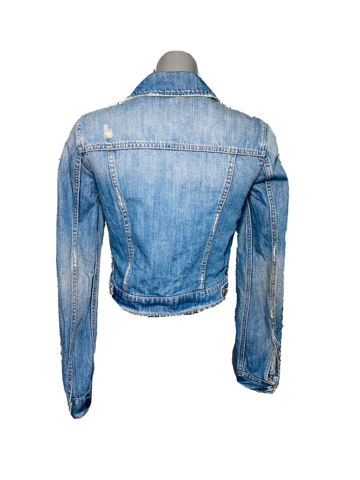 AMERICAN EAGLE FITTED Y2K STYLE BLUE WASH DENIM JACKET UK 10/12