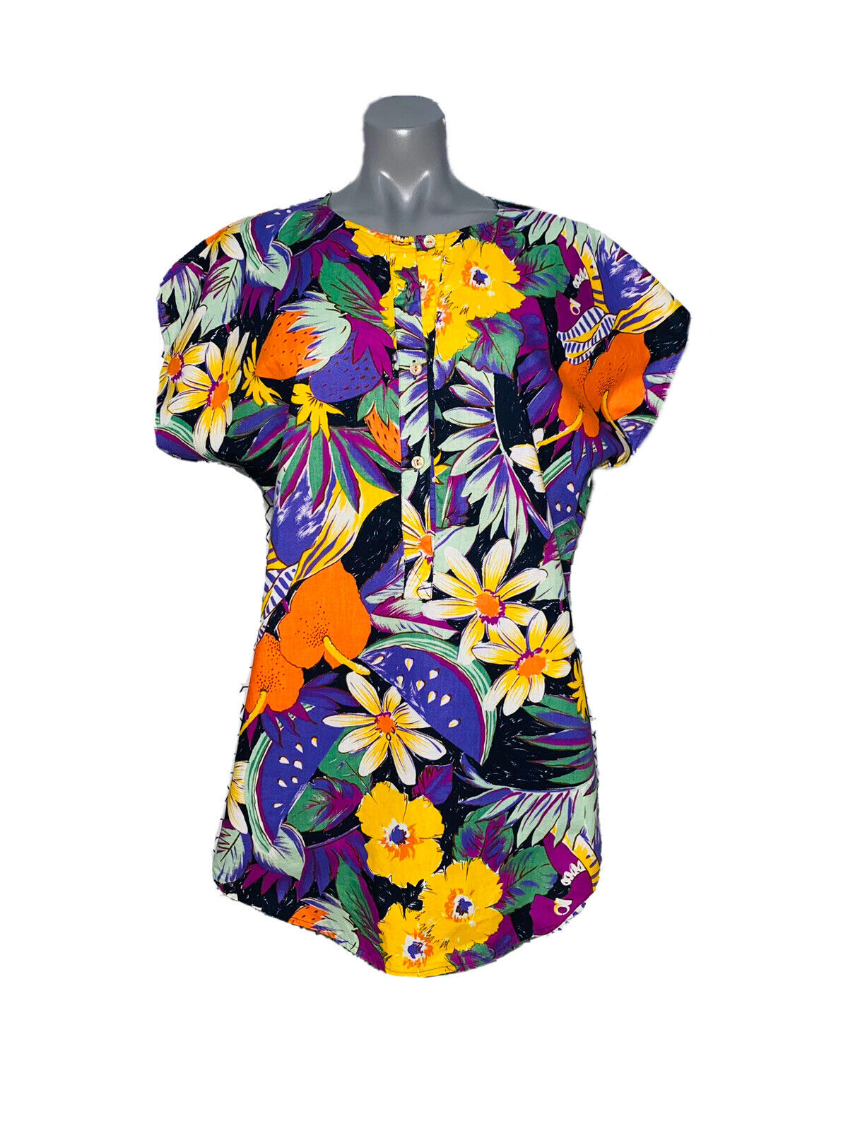 STUNNING ECAM ITALIAN FLORAL PATTERN PRINT VINTAGE WOMANS BLOUSE UK 16
