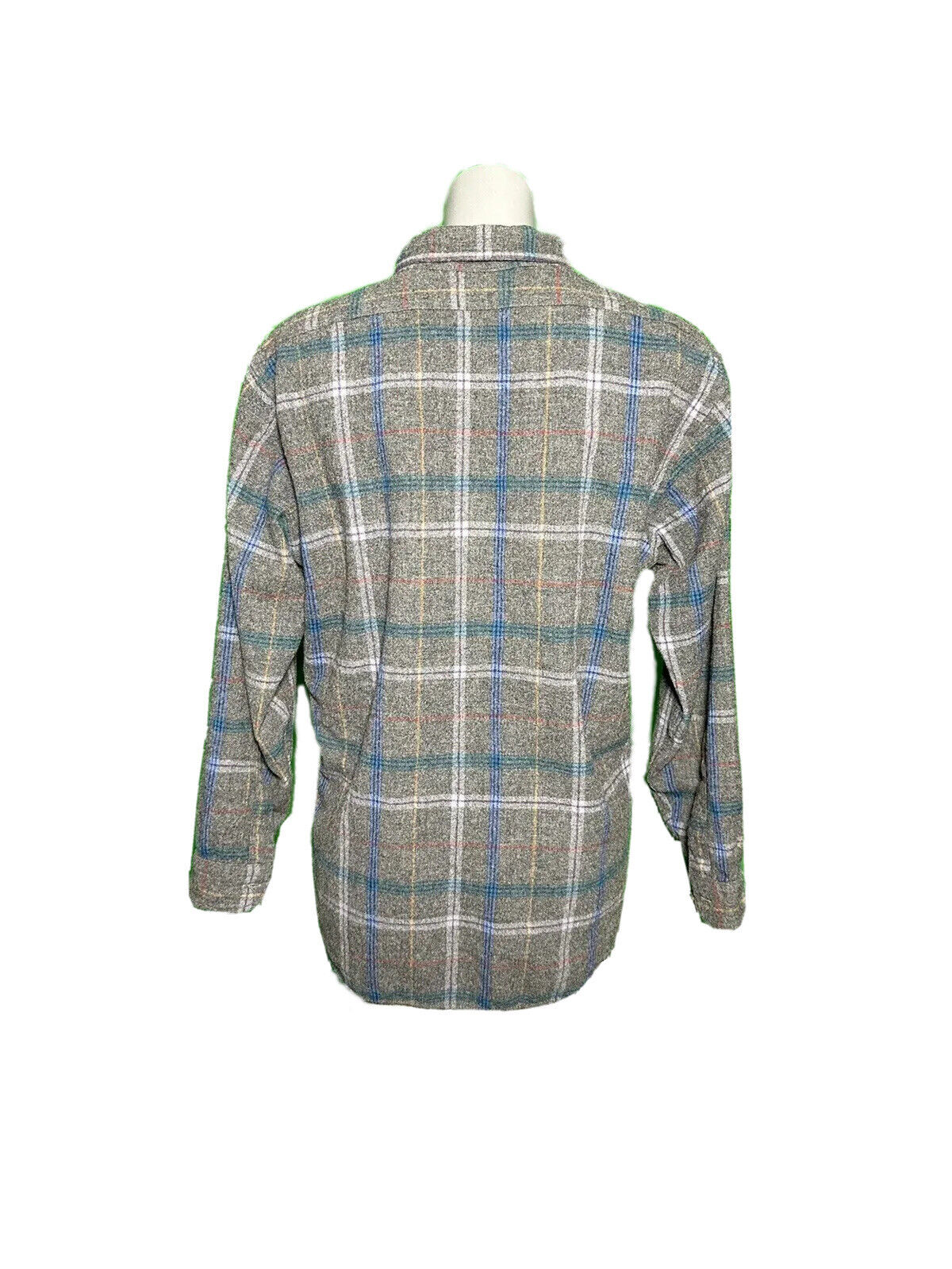 PENDLETON MENS LONG SLEEVE TWEED 100% WOOL CHECK FLANNEL SHIRT GREY SIZE UK XL
