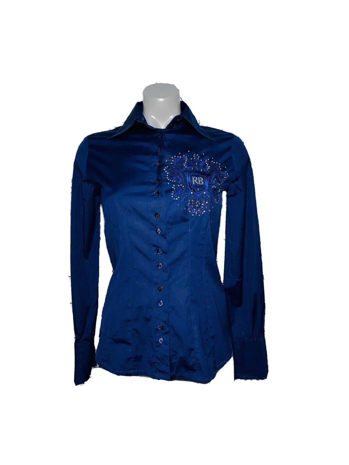 STUNNING EMBROIDERED ROCCO BAROCCO ITALIAN VINTAGE COTTON WOMANS BLOUSE UK 12