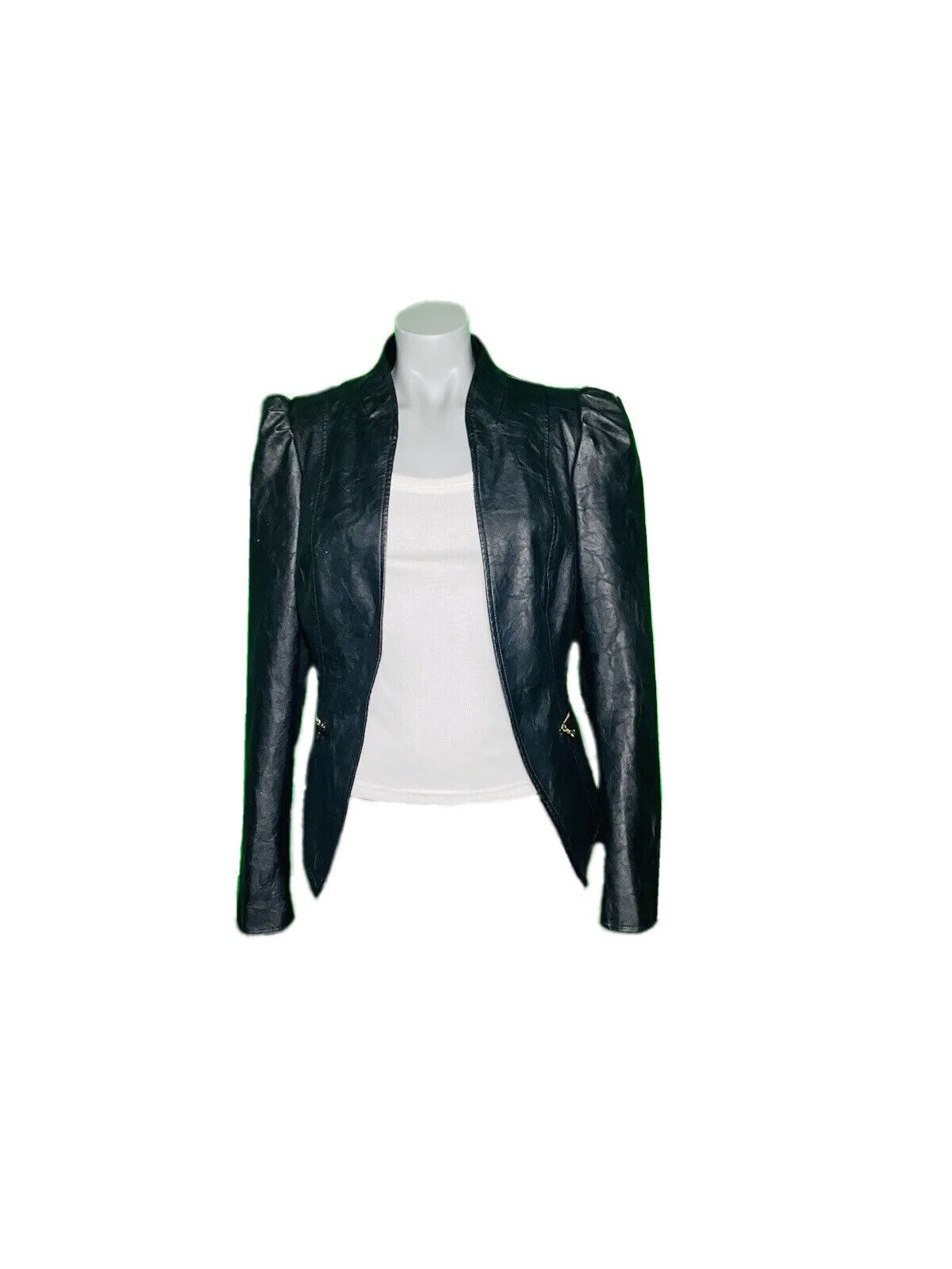 RIVER ISLAND BLACK WOMANS LEATHER JACKET SIZE 10