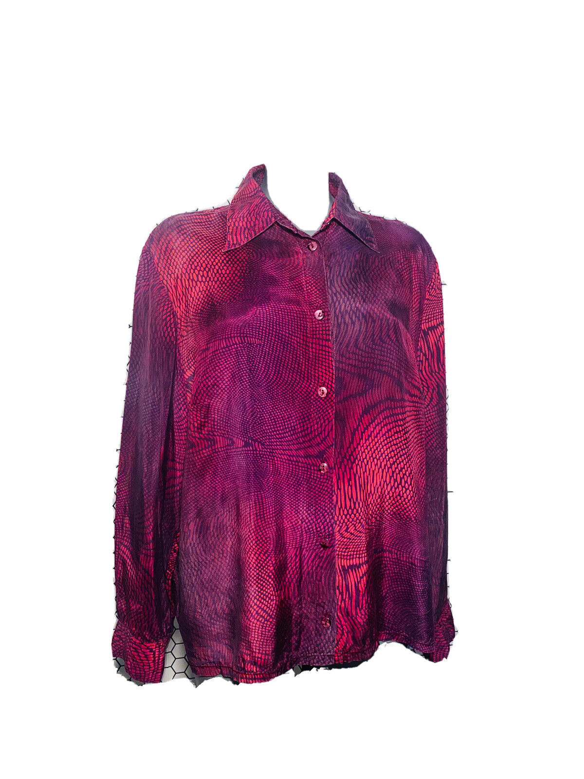 BURGUNDY VINTAGE WOMANS SILK BLOUSE SIZE 22