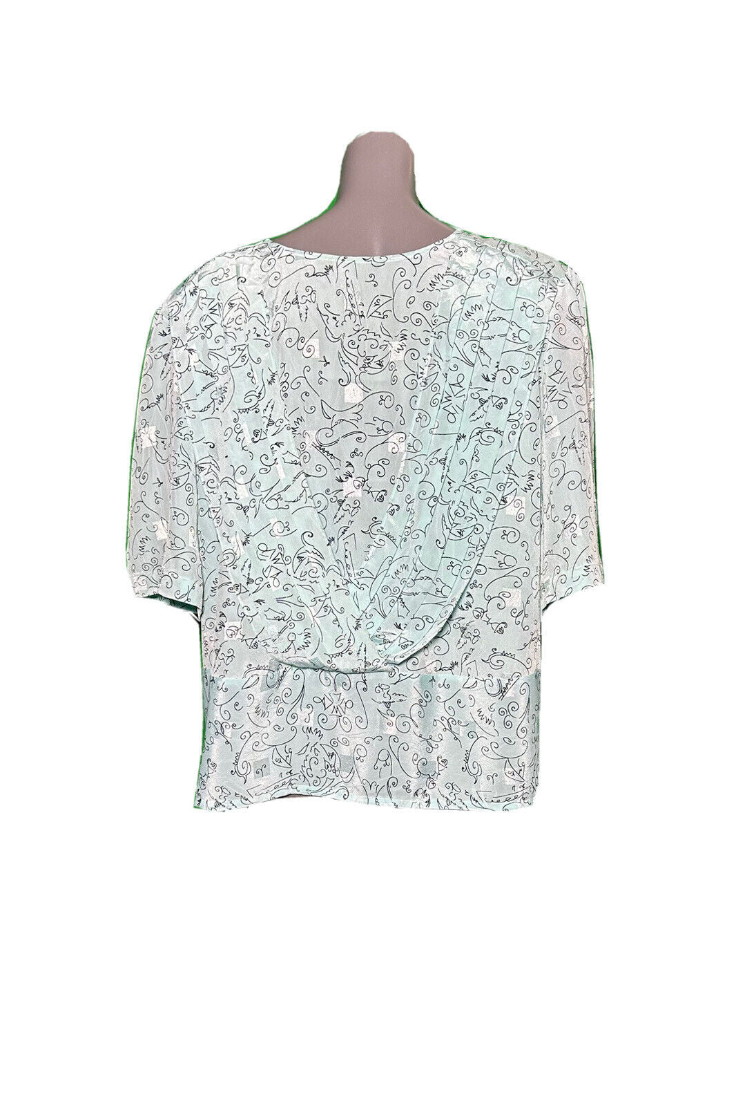 YESSICA DOODLE PRINT LIGHT BLUE VINTAGE BLOUSE SHIRT SIZE 20