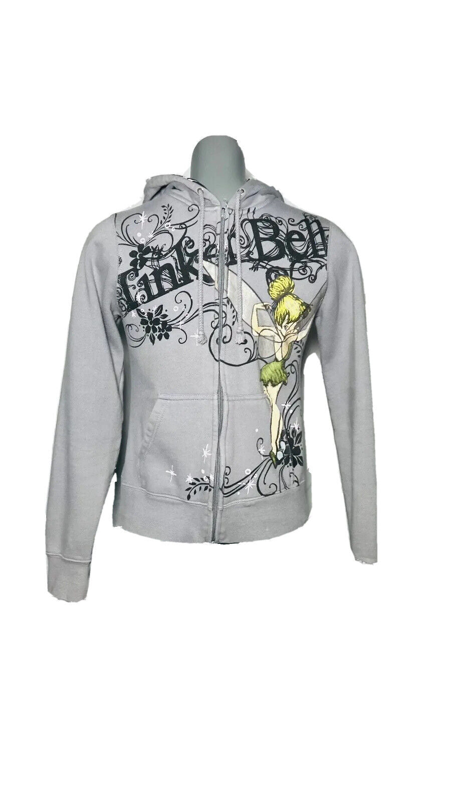 DISNEY TINKELBELL GREY ZIP UP HOODIE SIZE M