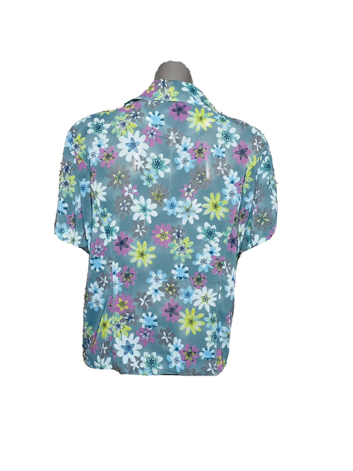 FLORAL ITALIAN TEAL SHIRT BLOUSE IN SIZE 14