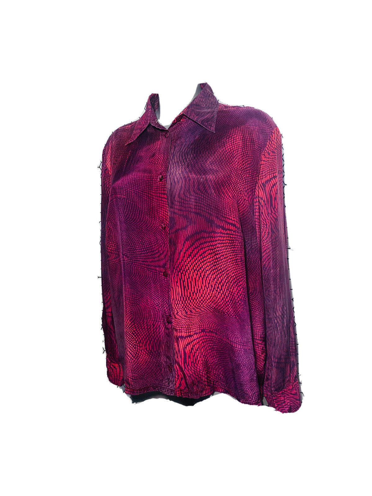 BURGUNDY VINTAGE WOMANS SILK BLOUSE SIZE 22