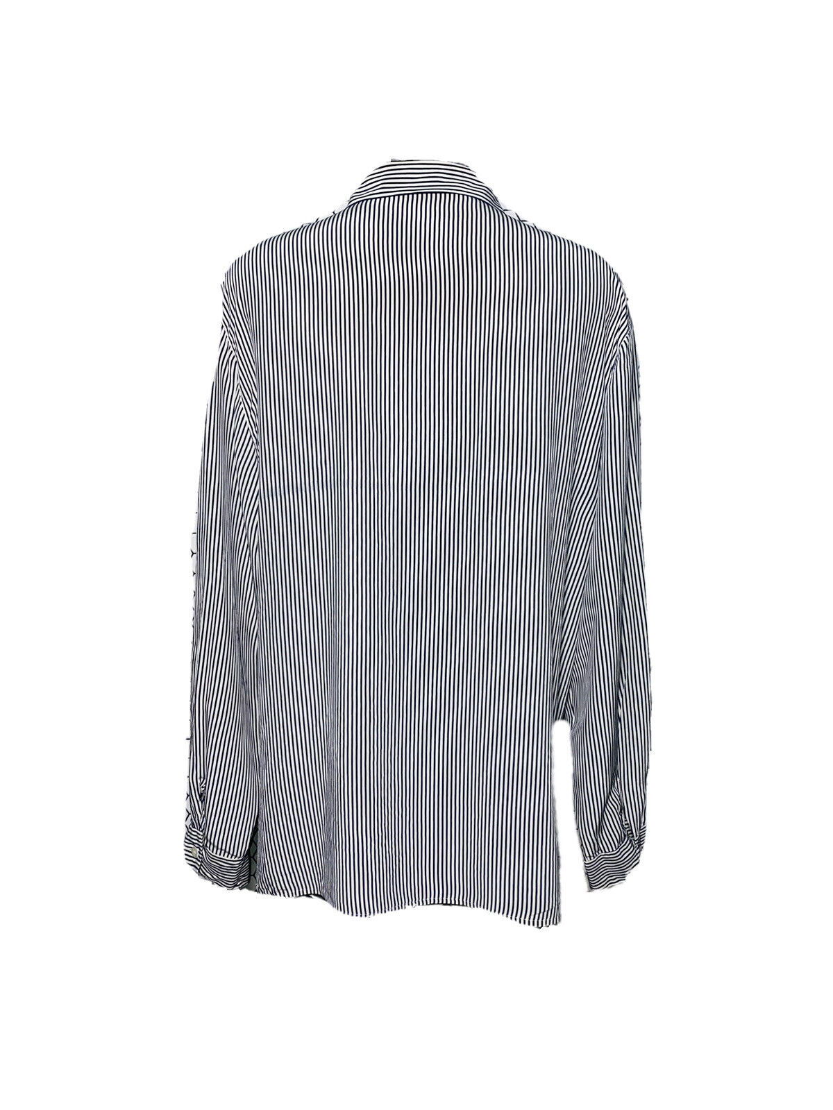 LIGHTWEIGHT STRIPPED VINTAGE SATIN WOMANS BLOUSE LARGE