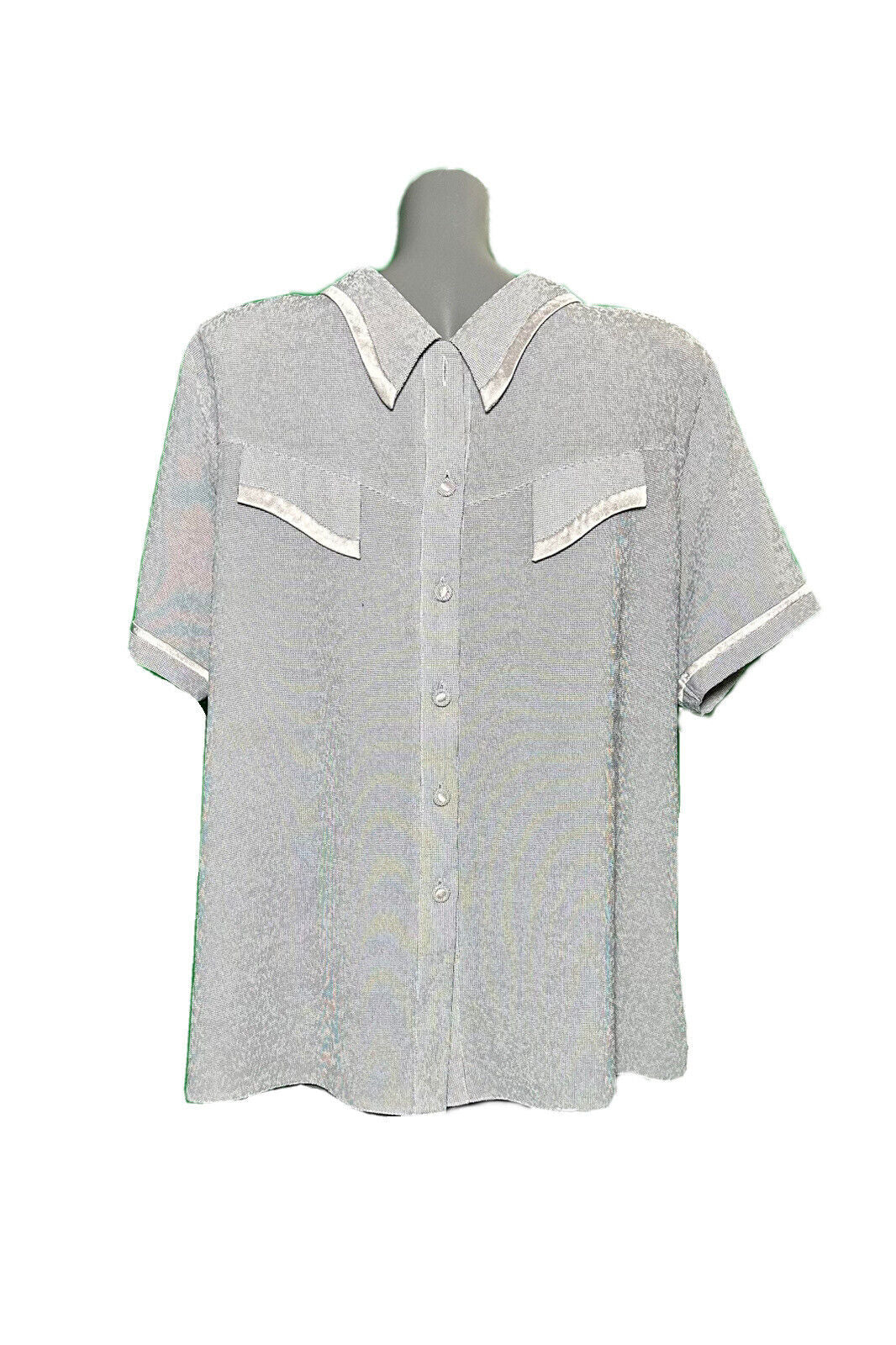 JOKER SILVER MESH LIGHTWEIGHT VINTAGE BLOUSE SHIRT SIZE 20
