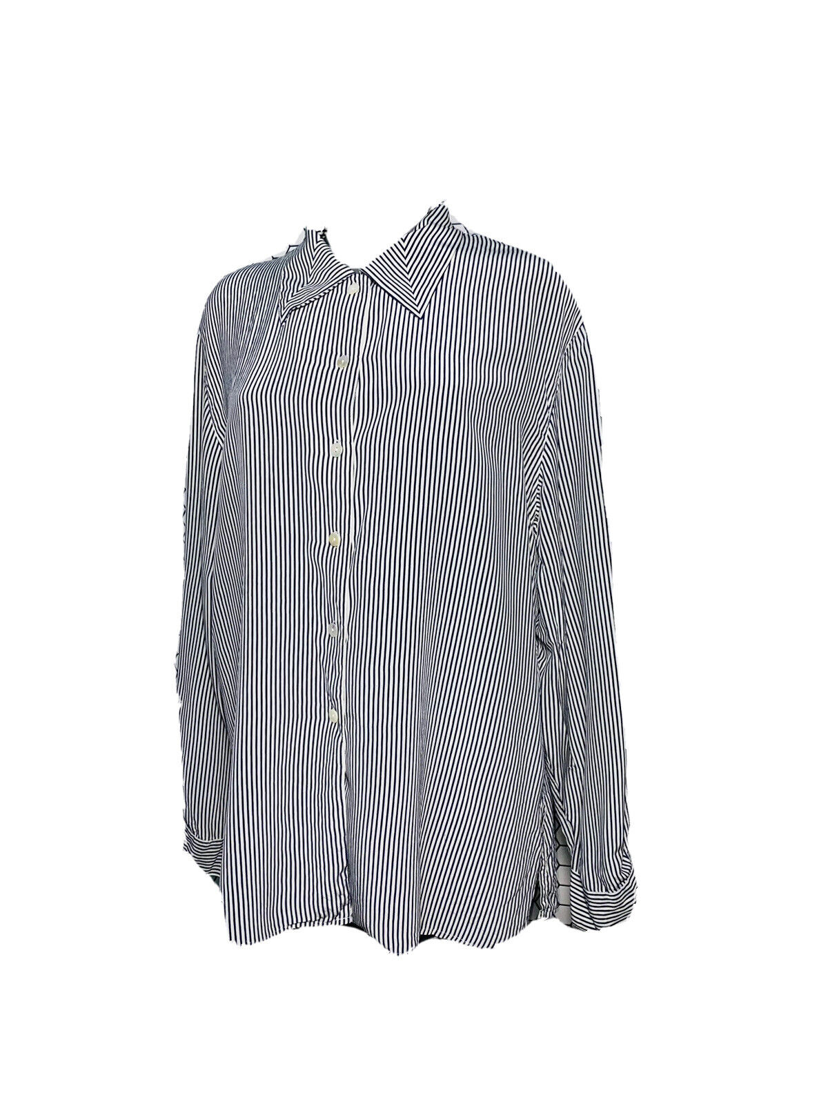 LIGHTWEIGHT STRIPPED VINTAGE SATIN WOMANS BLOUSE LARGE