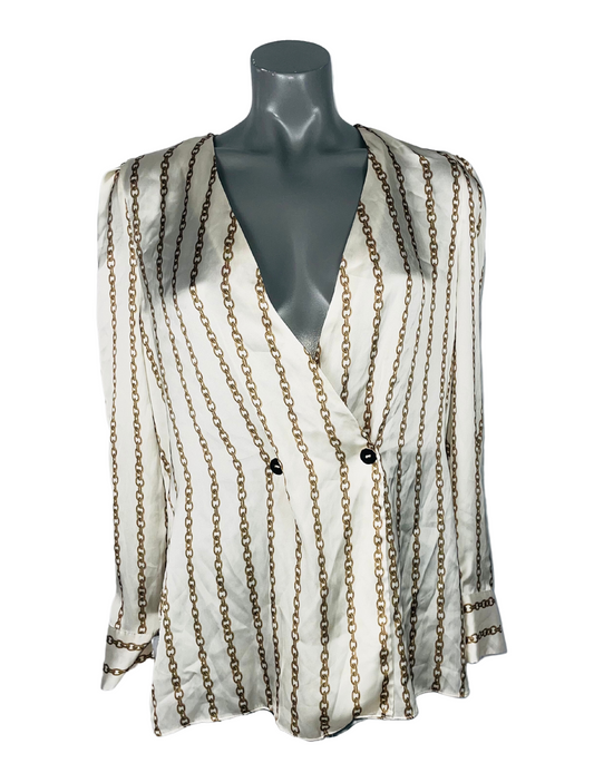WHITE AND GOLD RIVER ISLAND BLOUSE SIZE 12